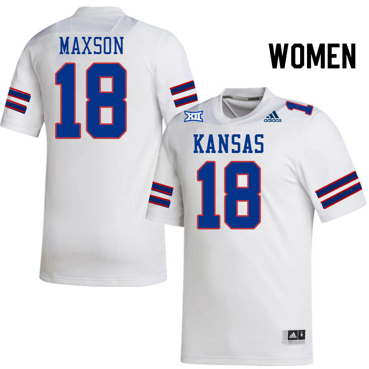 Women #18 Damani Maxson Kansas Jayhawks College Football Jerseys Stitched Sale-White